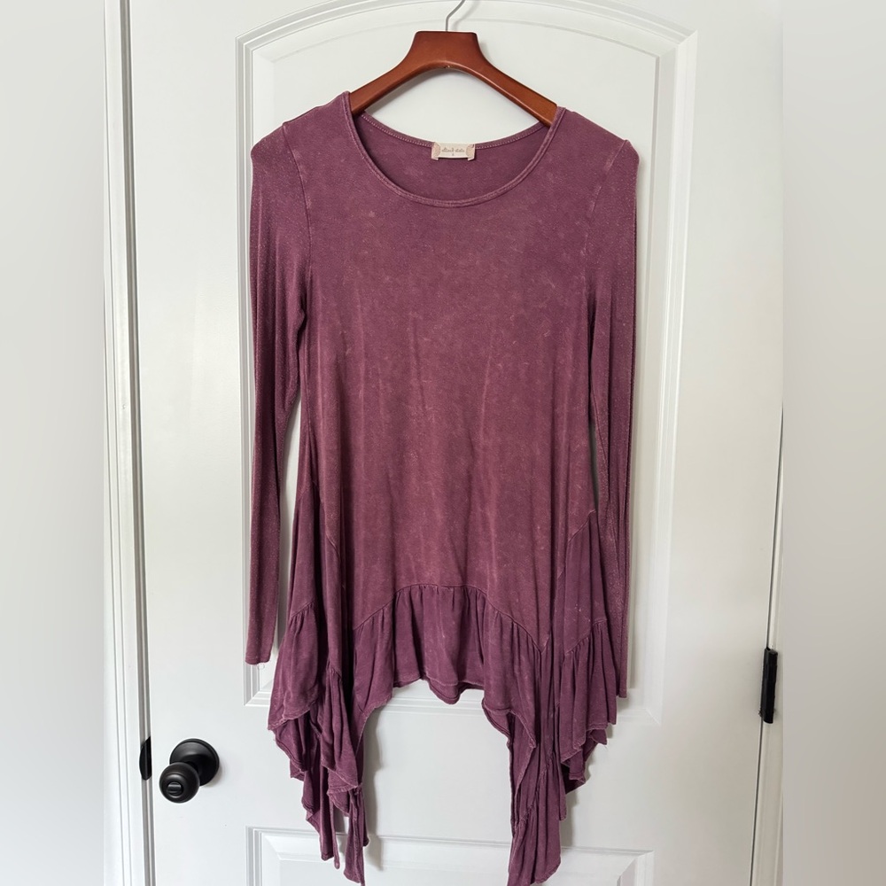 Altar'd State Purple Ruffled Hem Tunic Top